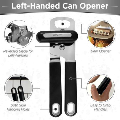Lefty’s Left-Handed Can Opener ergonomic handle provides comfortable left-handed use.