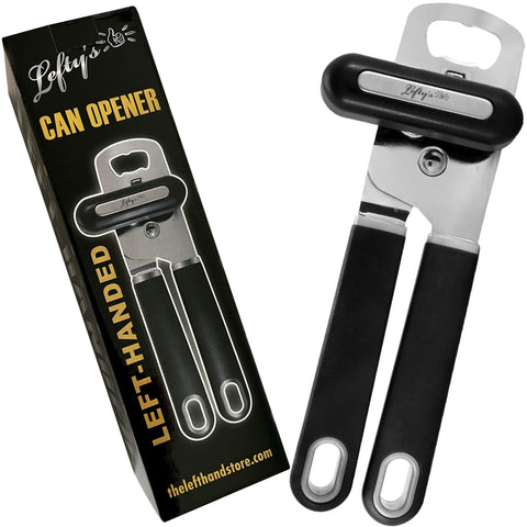 Lefty’s Left-Handed Can Opener premium black finish supports smooth left-handed operation.