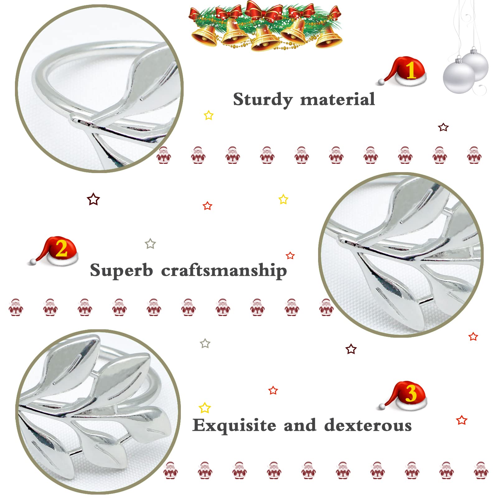 Legigo sliver leaf napkin ring showcases sturdy 3D leaf design.