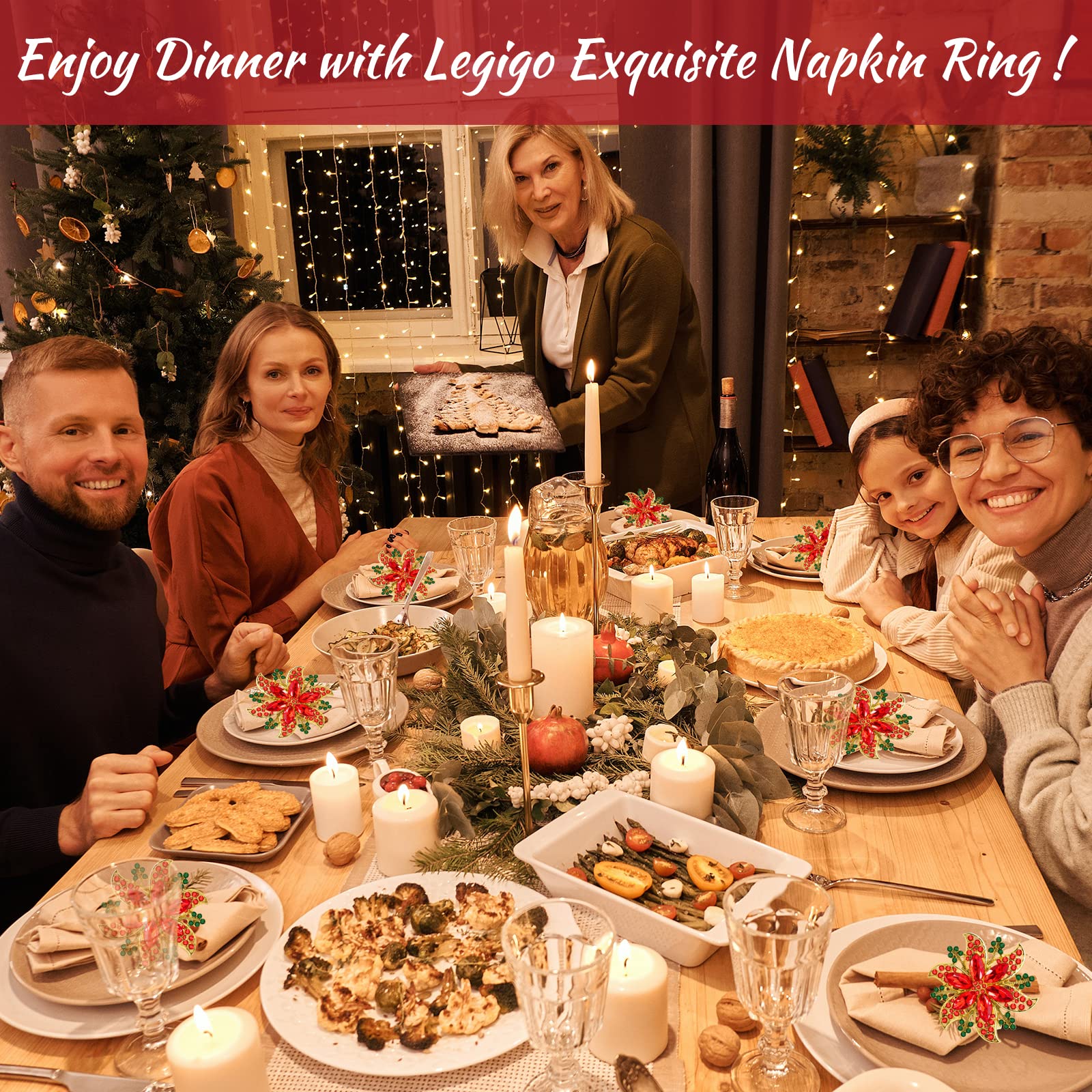 Legigo Christmas dining table napkin ring set complements festive dinners.