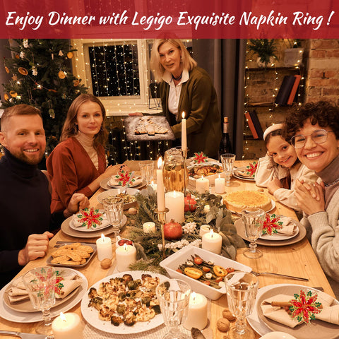 Legigo Christmas dining table napkin ring set complements festive dinners.