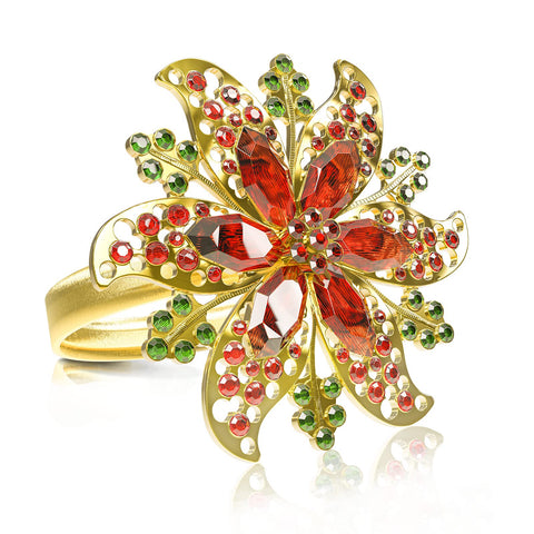 Legigo Christmas flower napkin ring 8-pack frames festive cloth napkins.