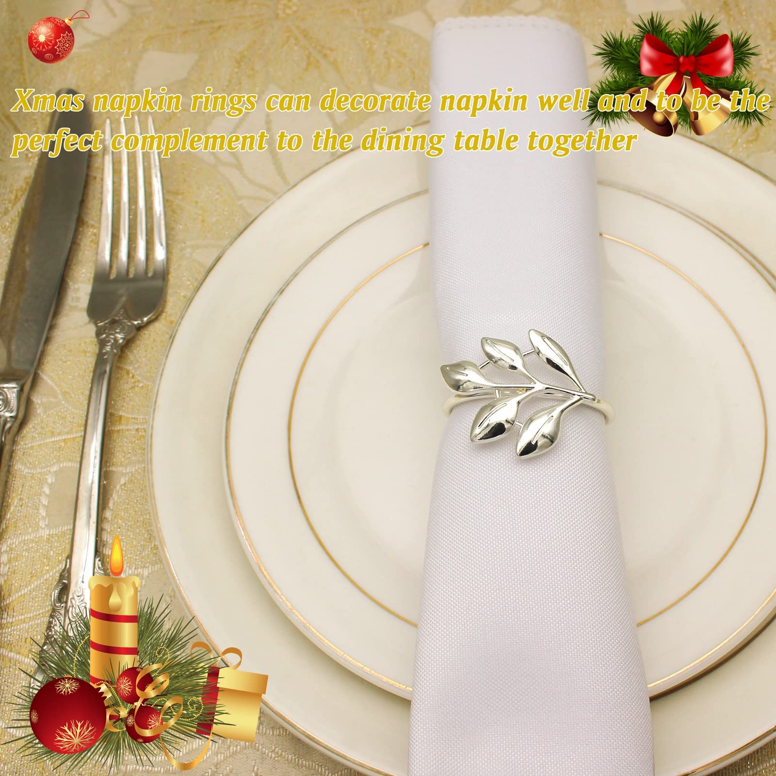Legigo sliver leaf napkin ring for fall holiday dining with elegance.
