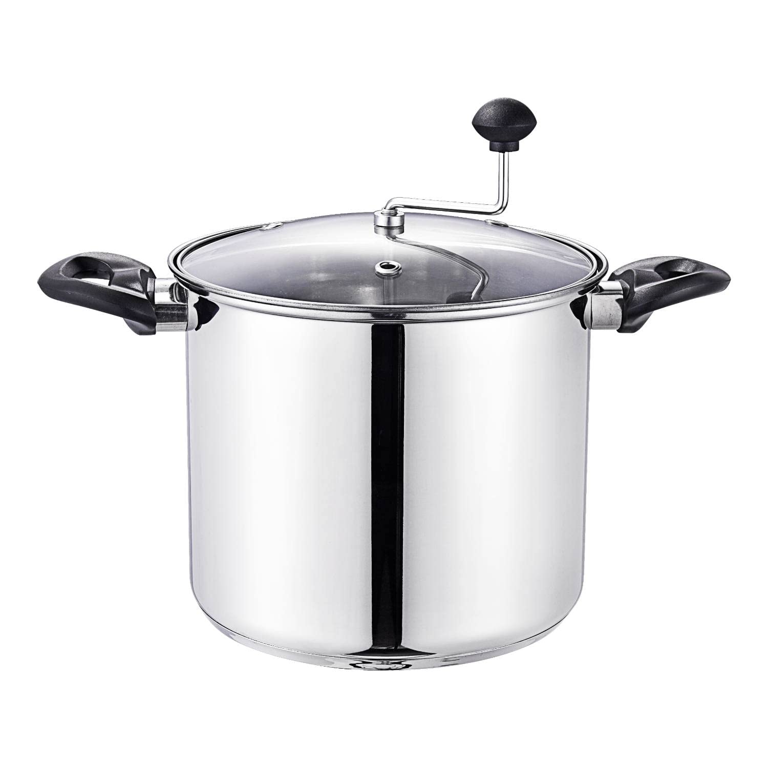 Lehman's popcorn popper interior with stirring rod ensures even popping.