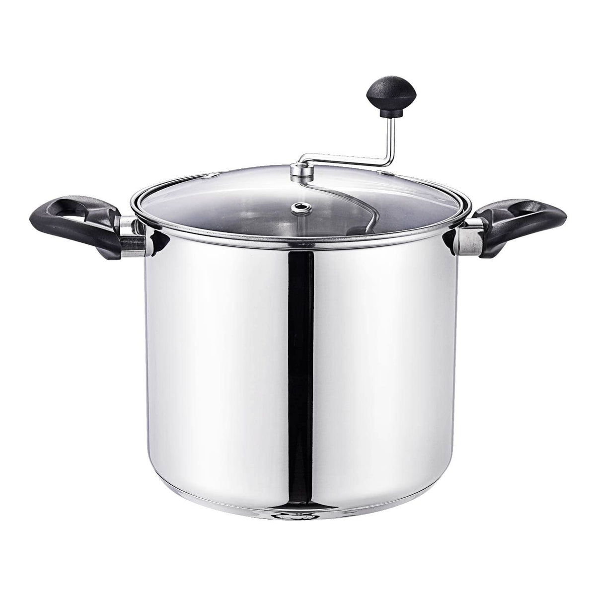 Lehman's popcorn popper interior with stirring rod ensures even popping.
