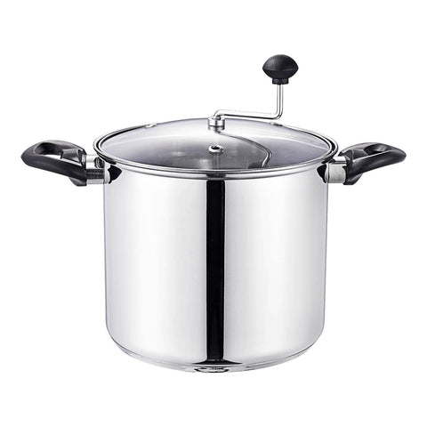 Lehman's popcorn popper interior with stirring rod ensures even popping.