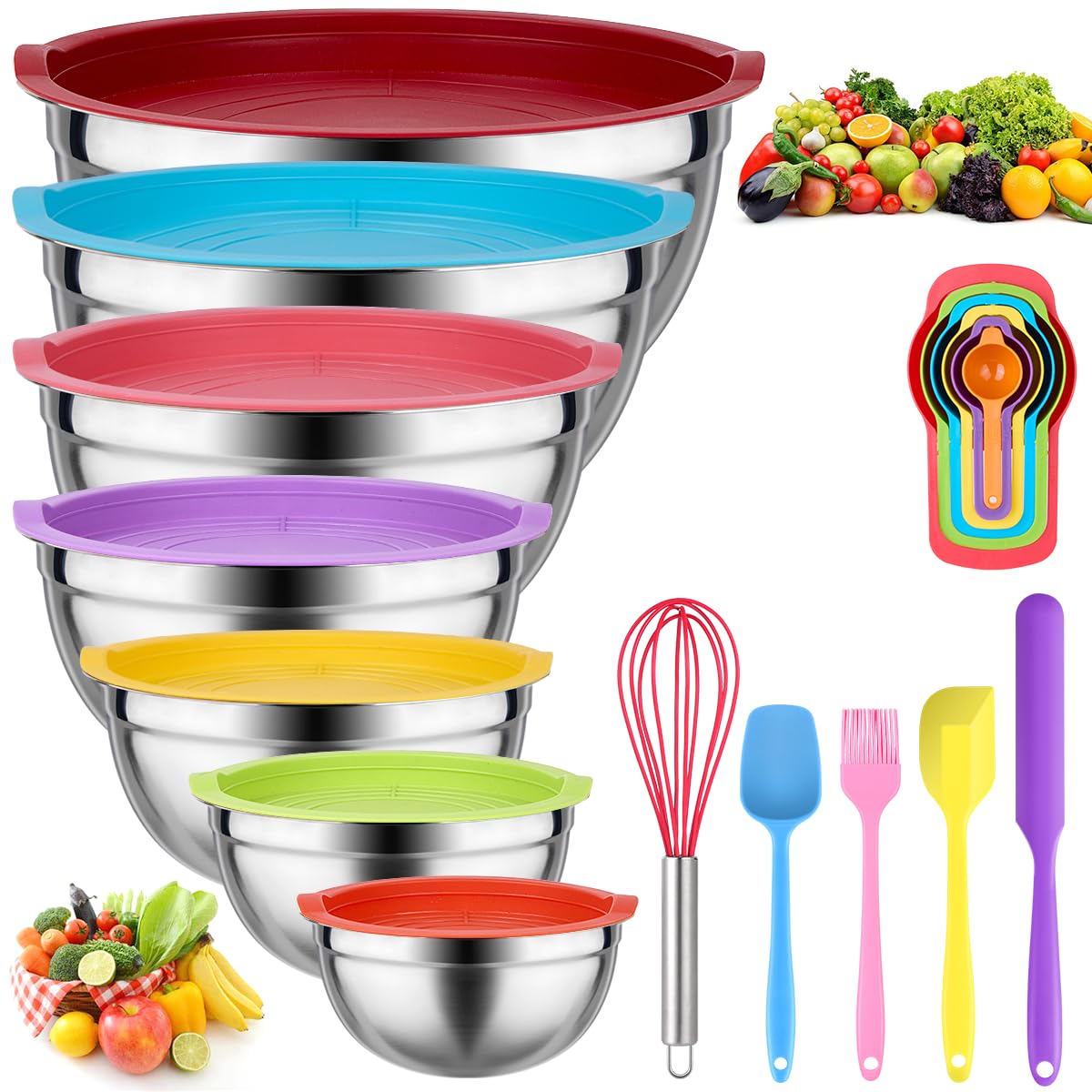 Leidawn mixing bowls 7-piece nesting set for compact kitchen storage