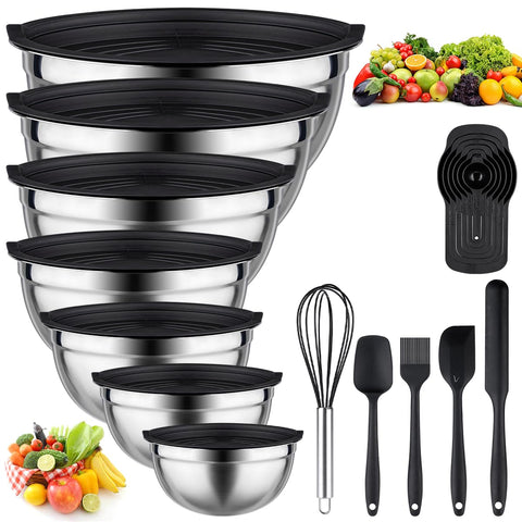Leidawn mixing bowls with lids seven-piece nesting set for compact storage.