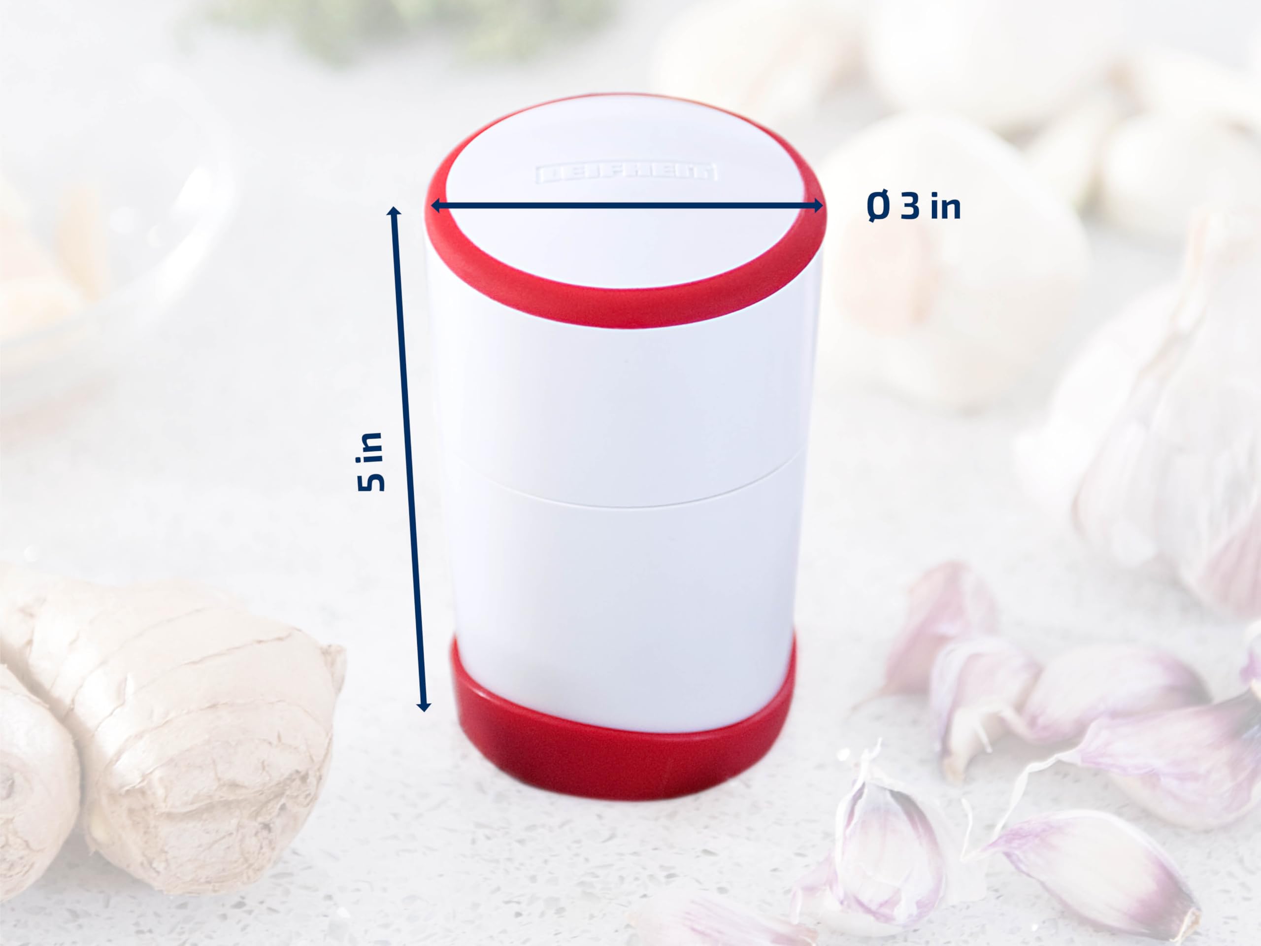 Leifheit Gourmet Garlic Slicer built-in storage keeps prepped ingredients tidy