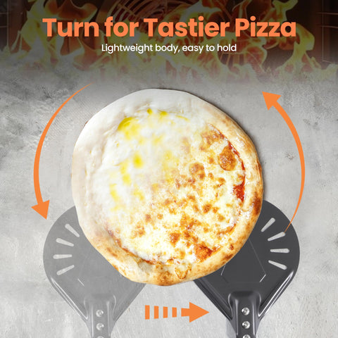 Leightszen lightweight, non-stick surface slides under pizzas smoothly.