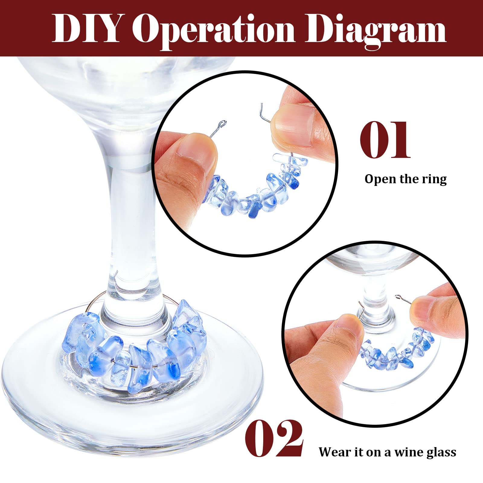 Leinuosen multicolor bead charms with buckles add decorative flair to stem glasses.
