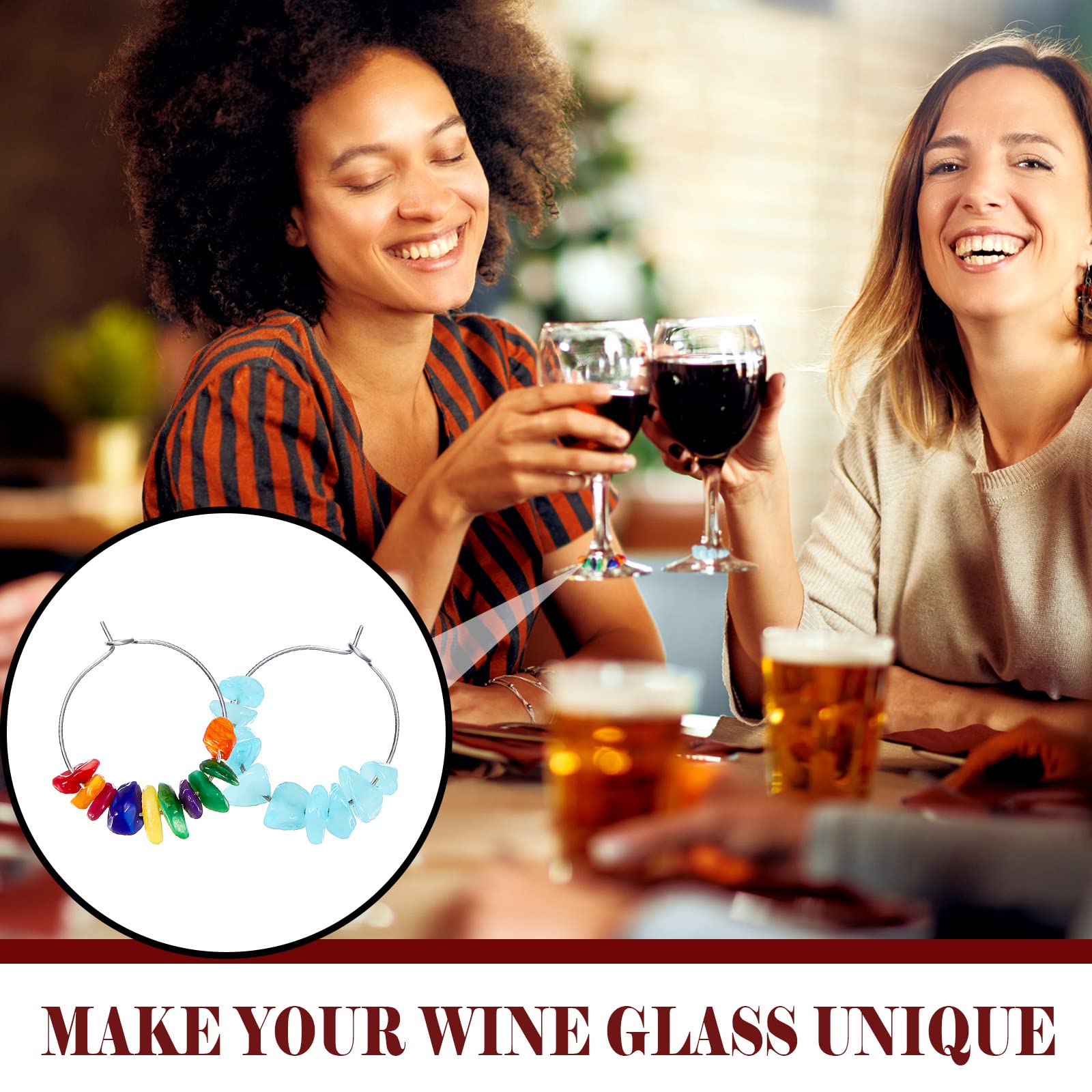 Leinuosen 24pc wine glass identifiers help guests distinguish drinks.