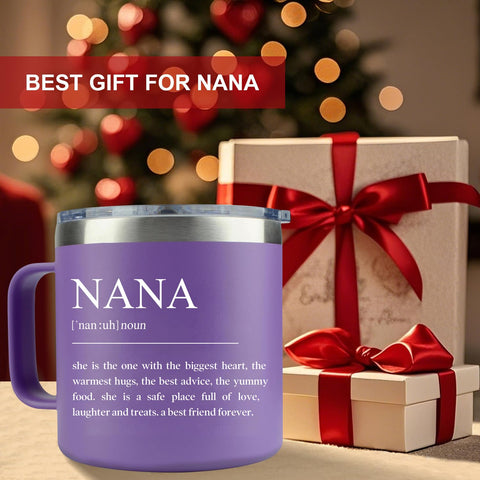 LEIOH Nana tumbler shows coffee hot for busy mornings with purple cap.
