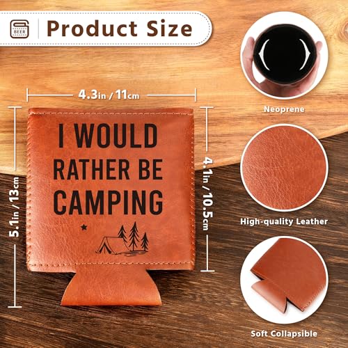 LEJIAJINW camper gift leather koozie for road trips and camping.