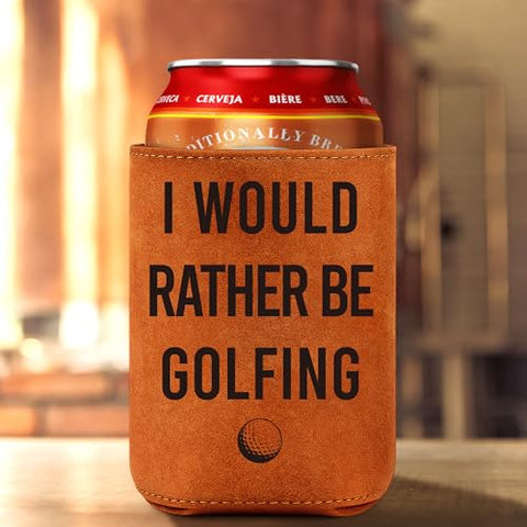 LEJIAJINW leather can cooler for tailgating adds humor and cold drinks for games