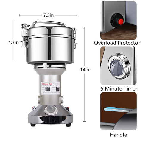LEJIEYIN grain mill grinder powerful motor and triple blades for milling
