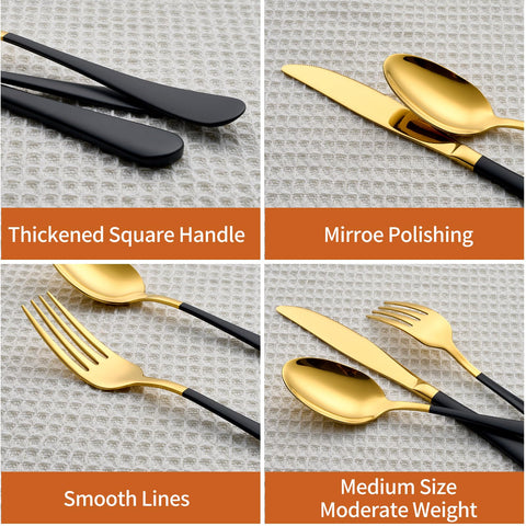 Lekoton gold-black dinner spoon, versatile for soups and main courses