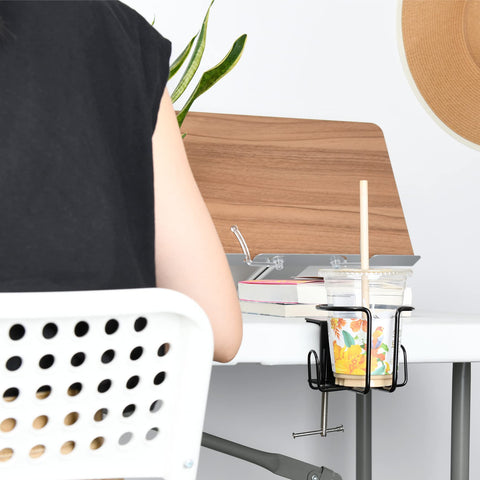 LEKUSHA clip-on desk cup holder vertical mount for desktop use