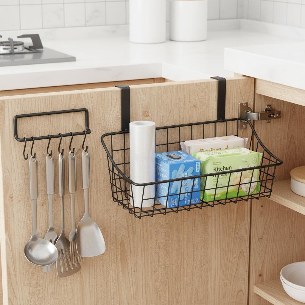 LeleCAT over cabinet door basket no-tools installation simplifies setup