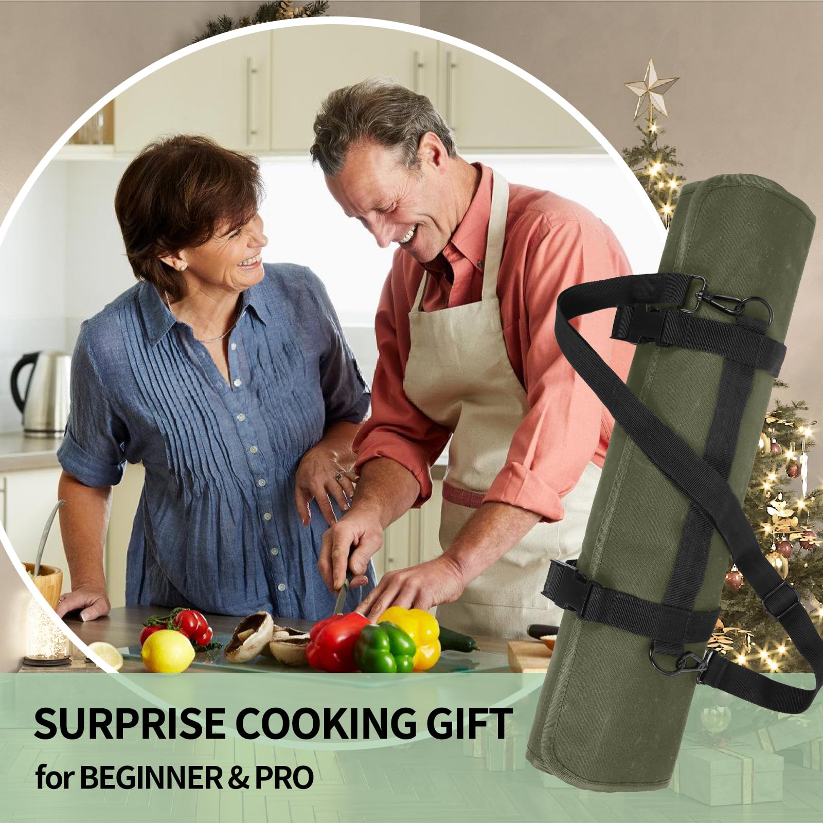 Lelezone chef knife roll bag lightweight at 480g for easy transport.
