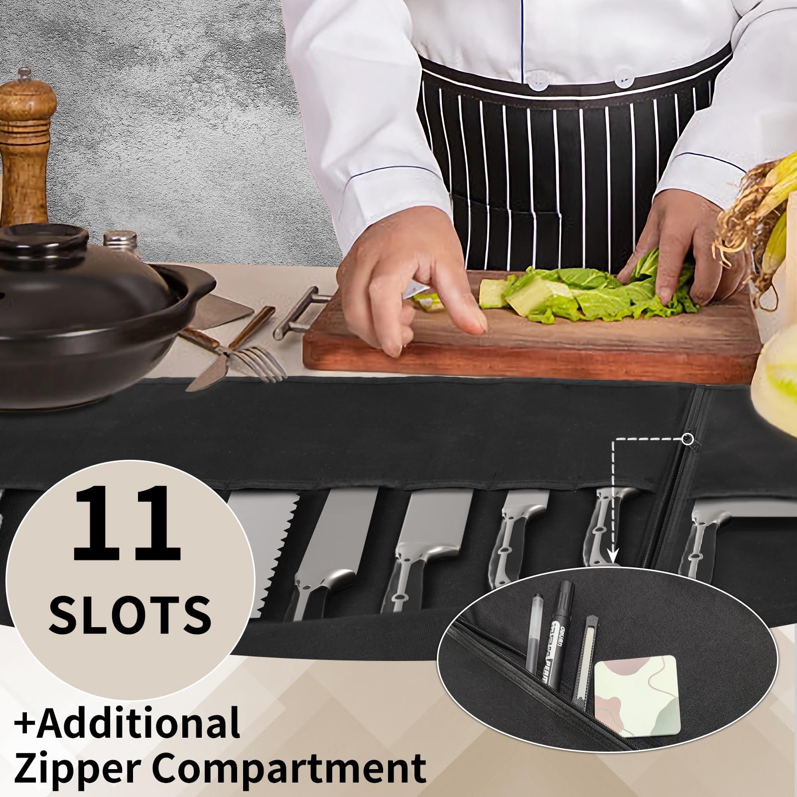 lelezone waxed canvas exterior protects knives from moisture on the go