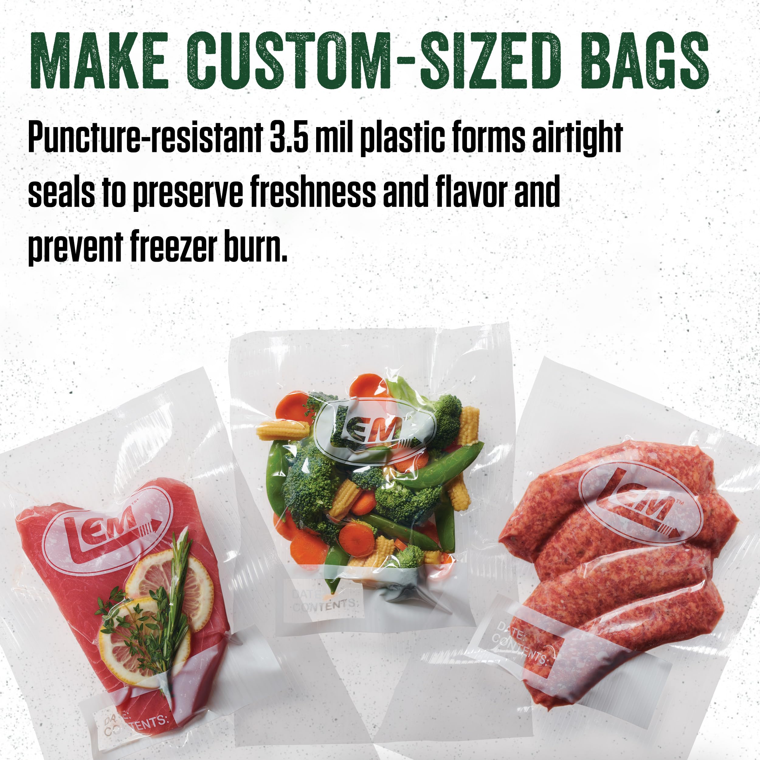 LEM MaxVac 3.5 mil puncture-resistant bag for durable storage