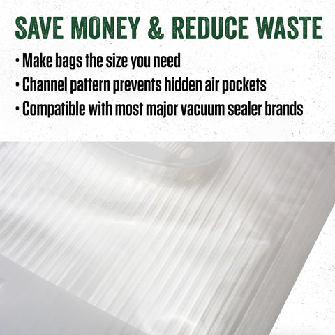 Label area on LEM MaxVac bag roll for dating and contents