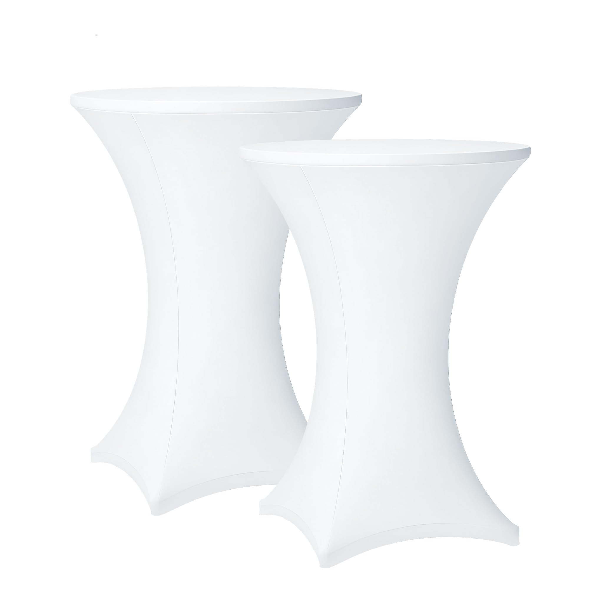 Lemict cocktail table covers in white on a round high-top table for a clean, professional look