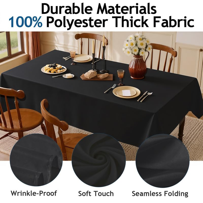 Lemict black fabric drapes smoothly over banquet tables for a polished look.