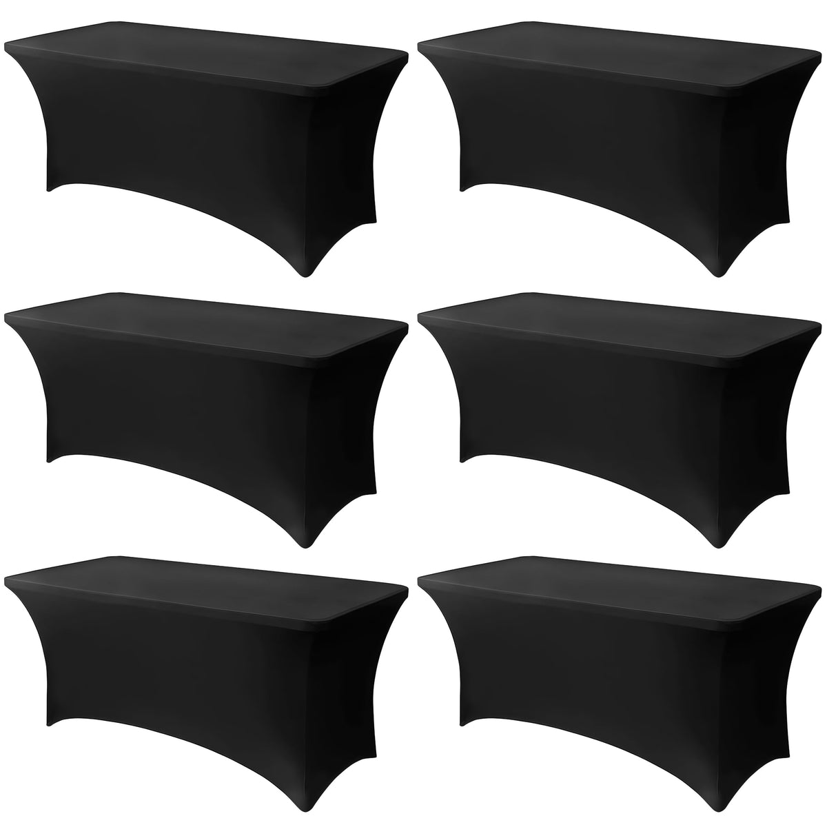Lemict 6ft black tablecloth on rectangular table with seamless stretch