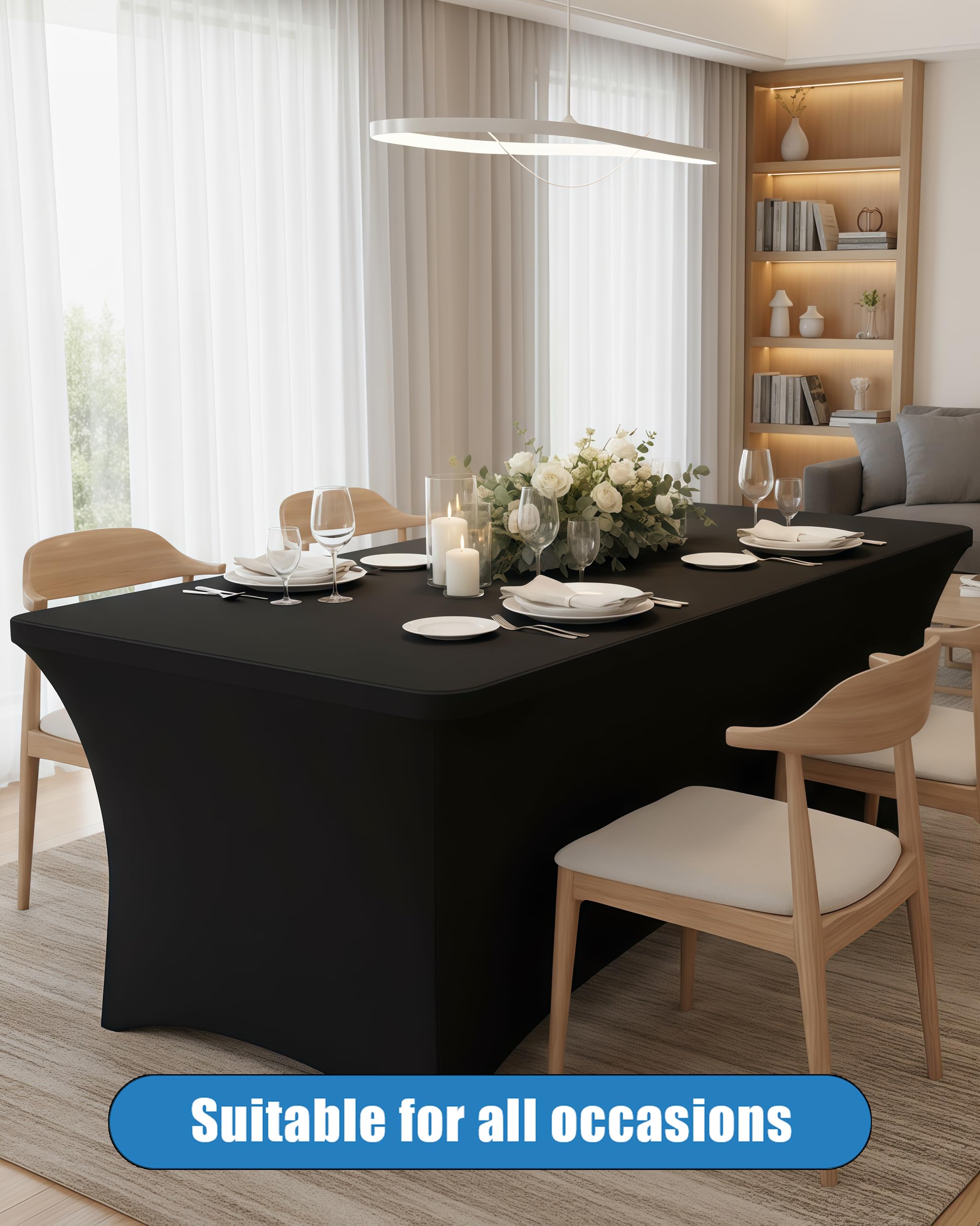 Lemict tablecloth close-up shows spandex blend for smooth draping