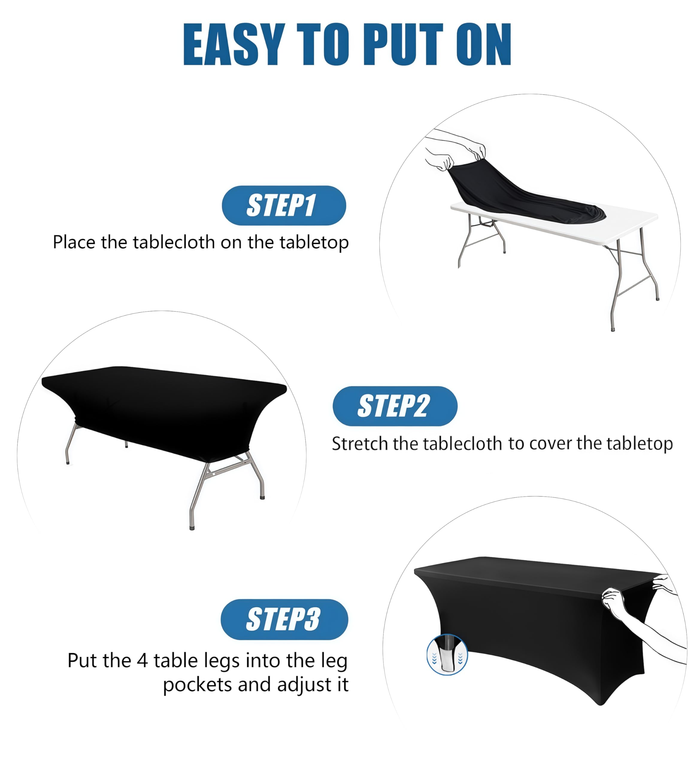 Lemict black tablecloth at wedding reception creates elegant backdrop