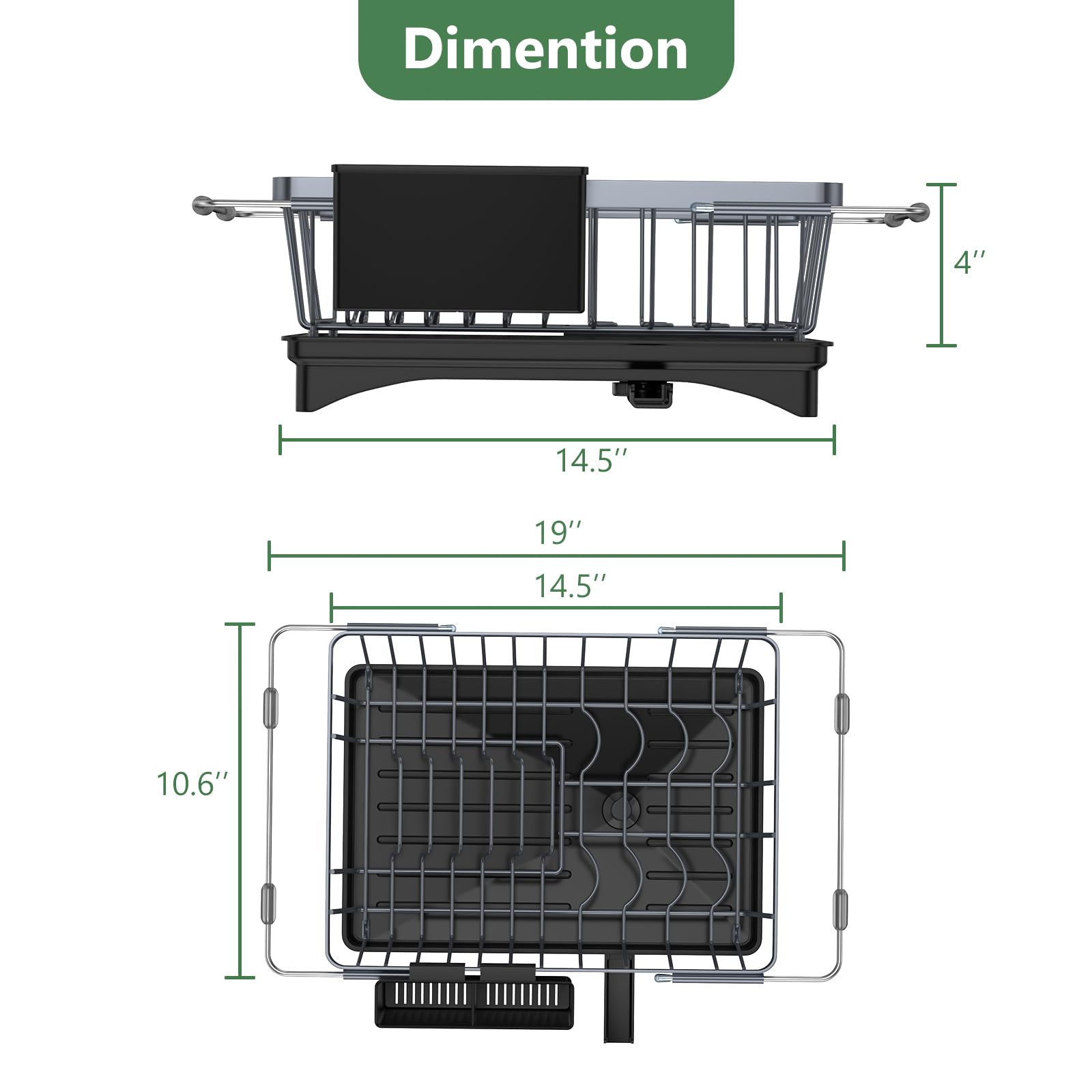 LEMIKKLE expandable rack over sink extends from 14 to 19 inches for flexible fit