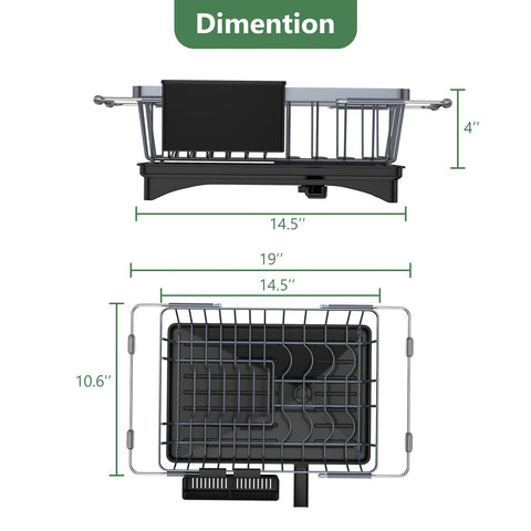 LEMIKKLE expandable rack over sink extends from 14 to 19 inches for flexible fit