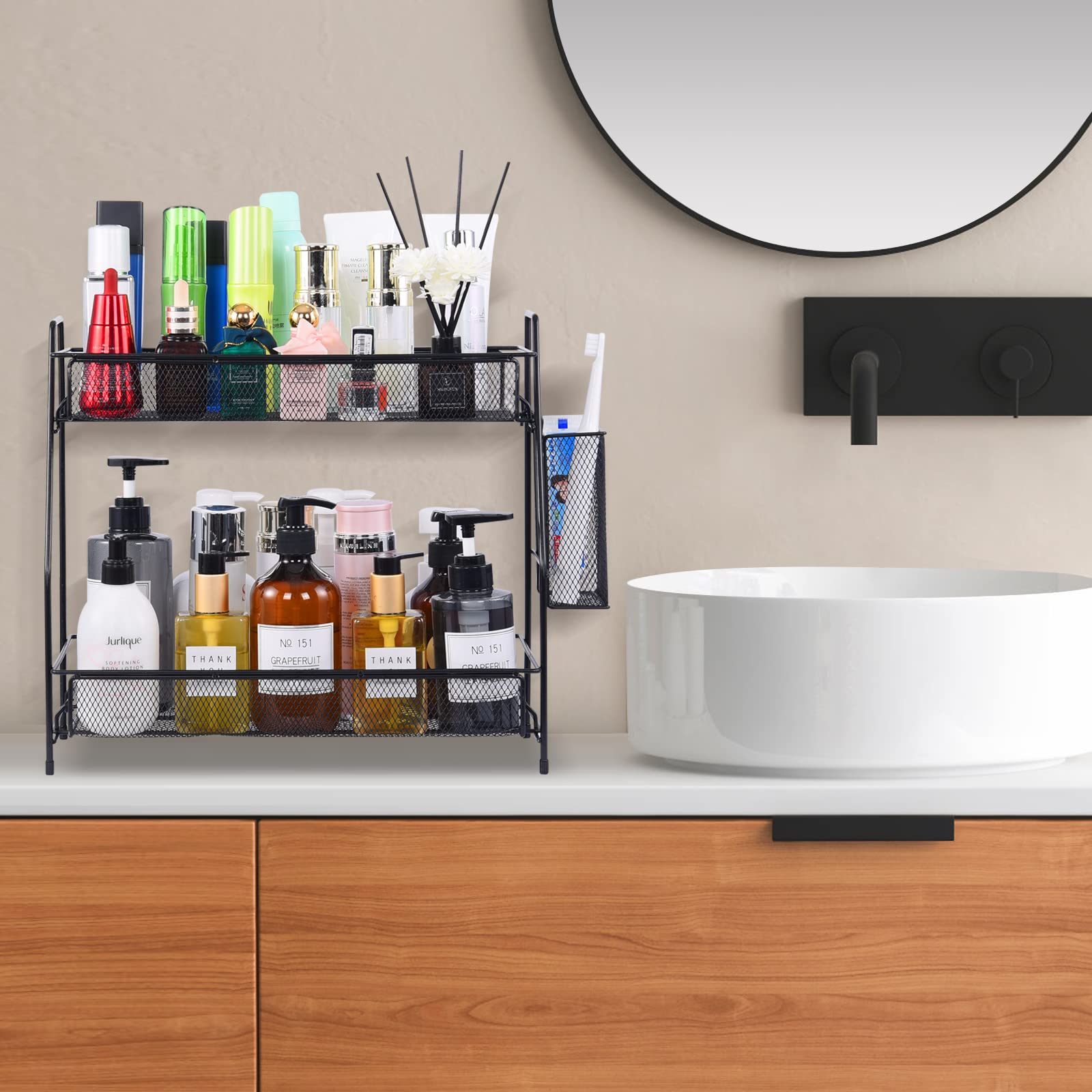 LEMIKKLE makeup skincare organizer keeps bottles upright and easy to reach.