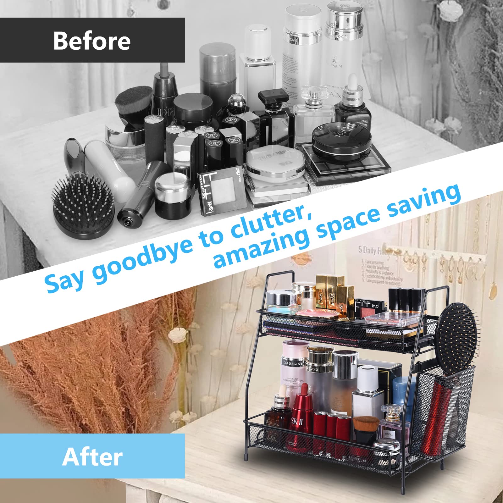 LEMIKKLE makeup skincare tray highlights cosmetics for a clutter-free vanity
