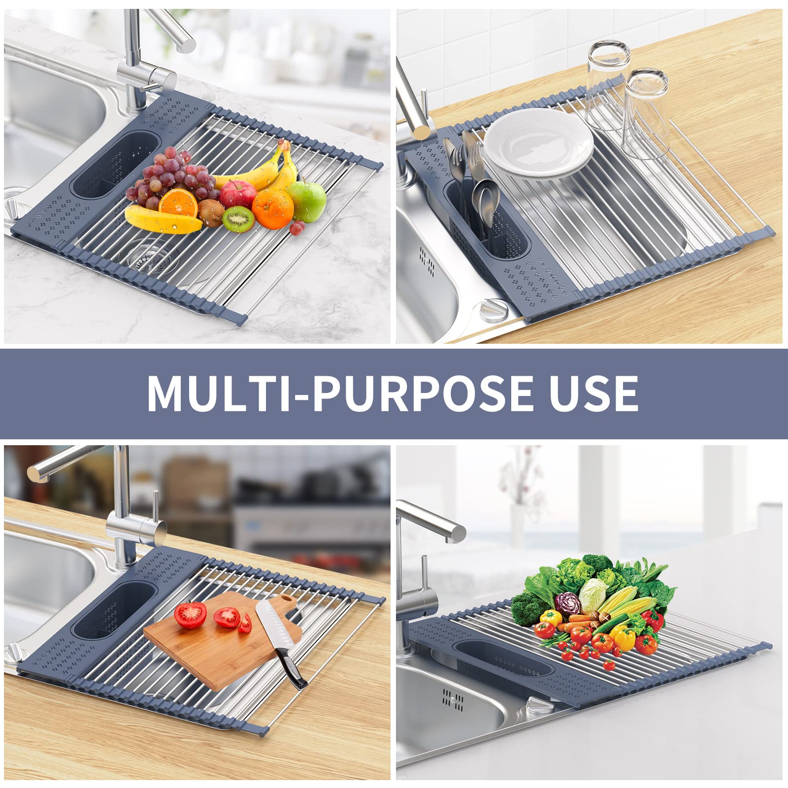 LEMIKKLE rack includes removable utensil baskets for organization.
