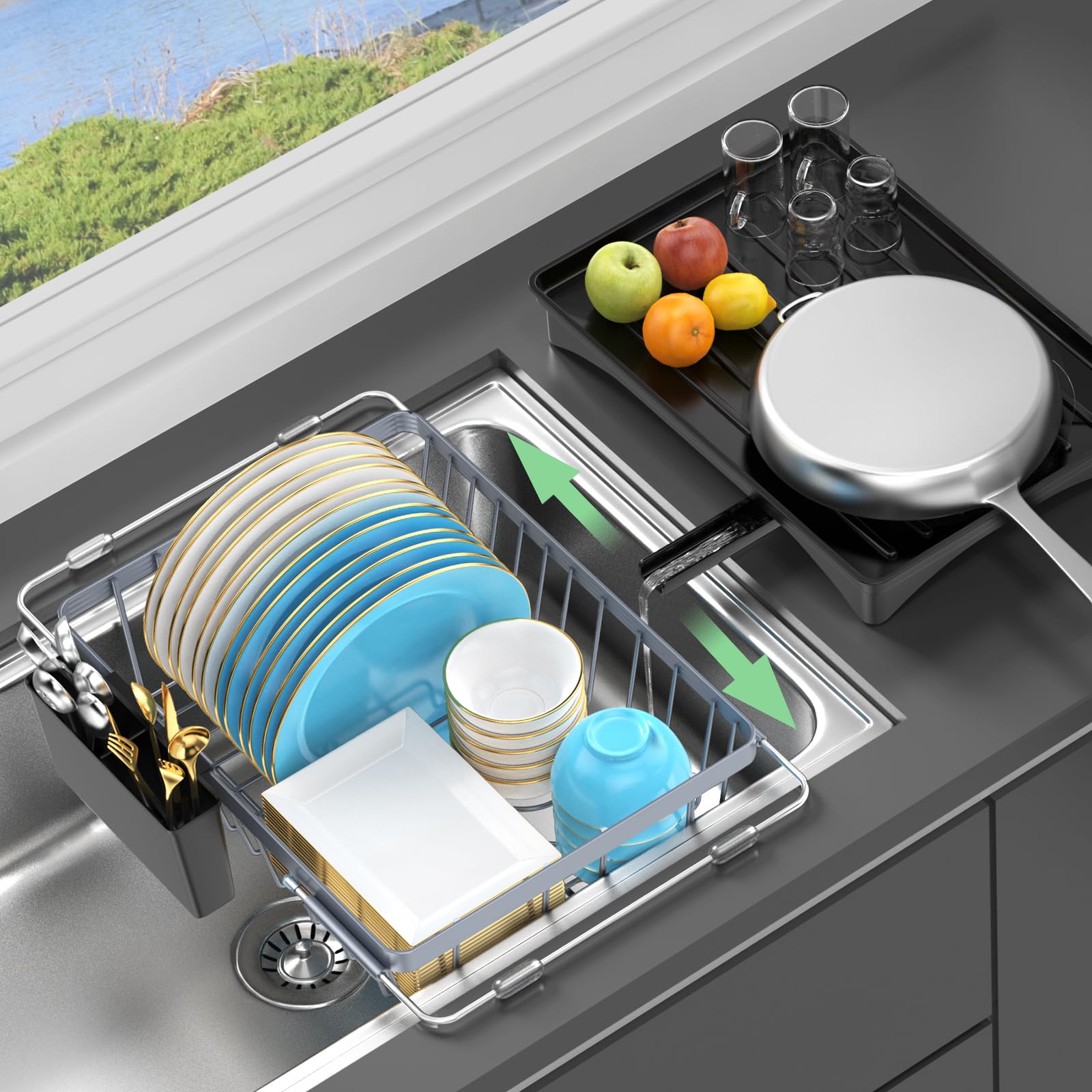 LEMIKKLE sink drying rack over sink compact design reduces counter clutter