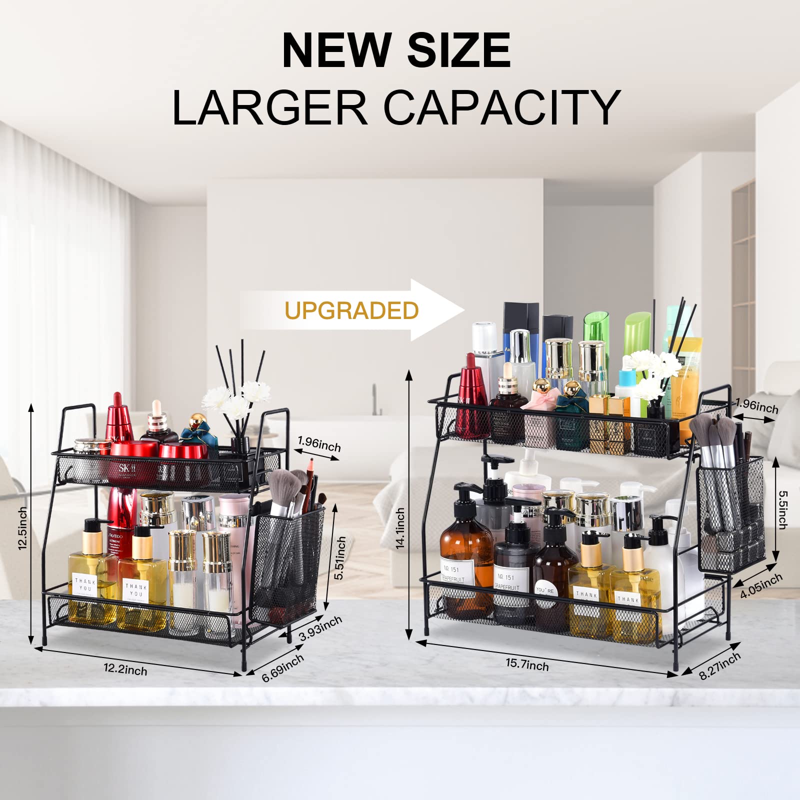 LEMIKKLE two-tier storage rack offers versatile bathroom or kitchen organization.