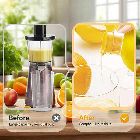 lemon-squeezer spiral press with filter to reduce seeds in juice