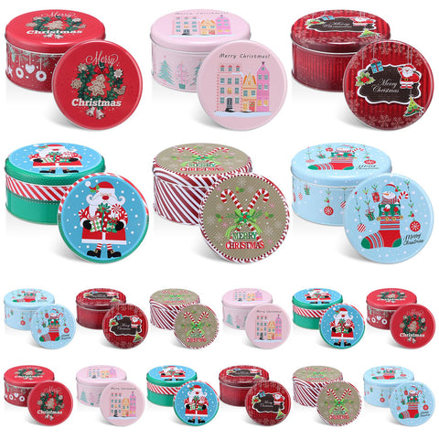 LemonRoad 18-pack Santa candy-cane tin design, ideal for gifting cookies.
