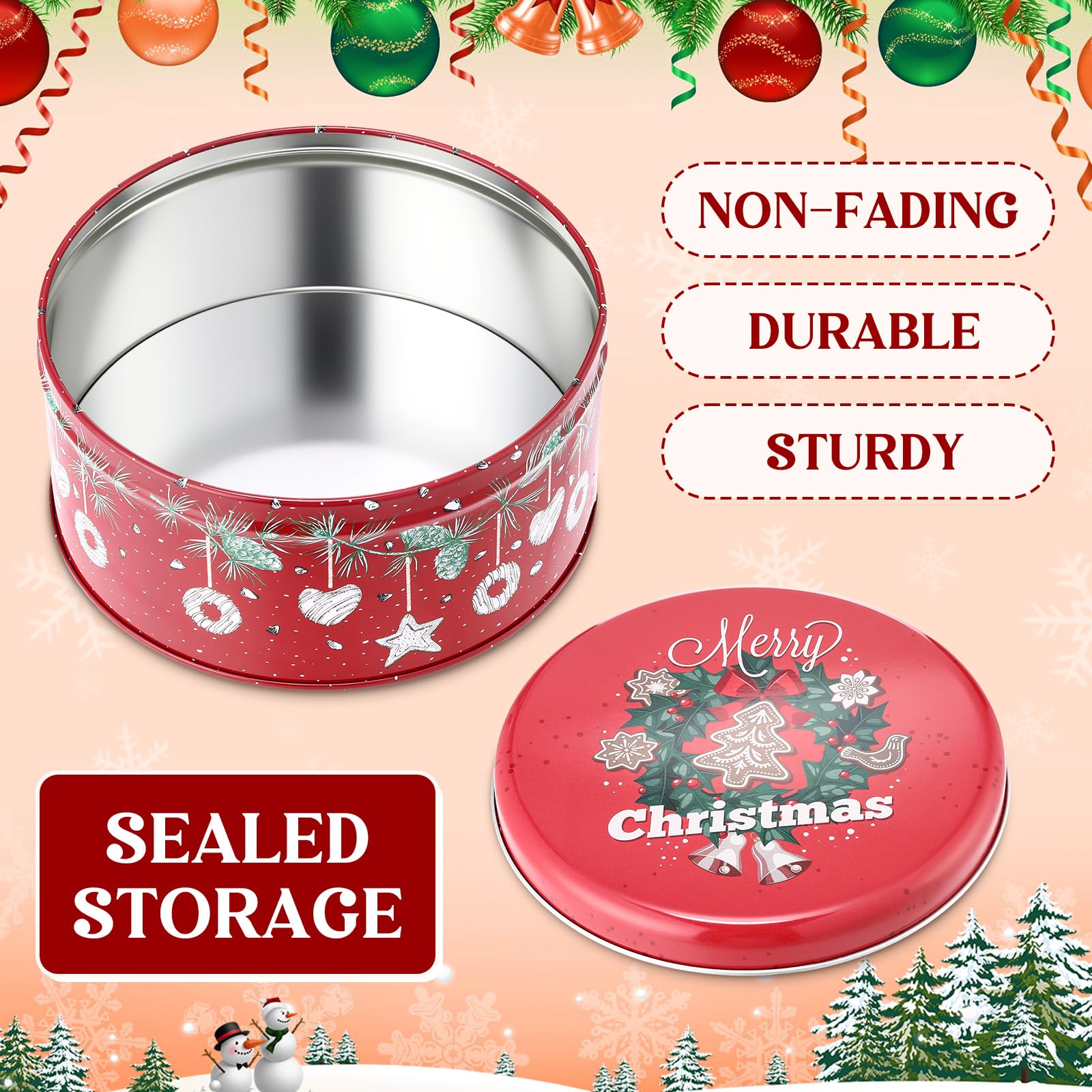 LemonRoad 18-pack snowflake pattern tin, adds festive flair to dessert displays.