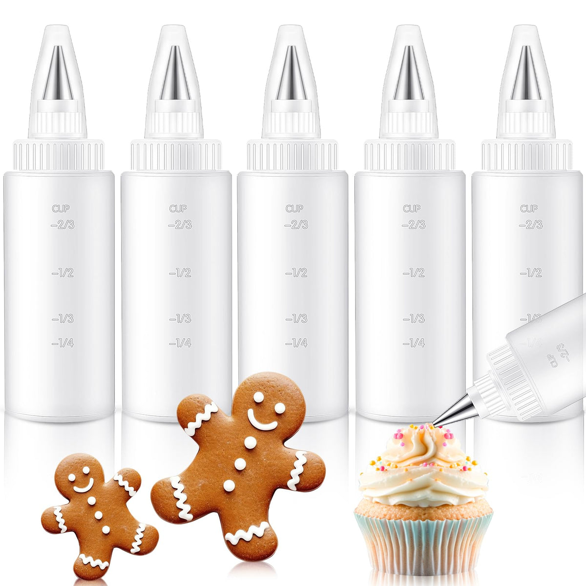 LemonRoad five 4oz squeeze bottles with precise icing control for cookies
