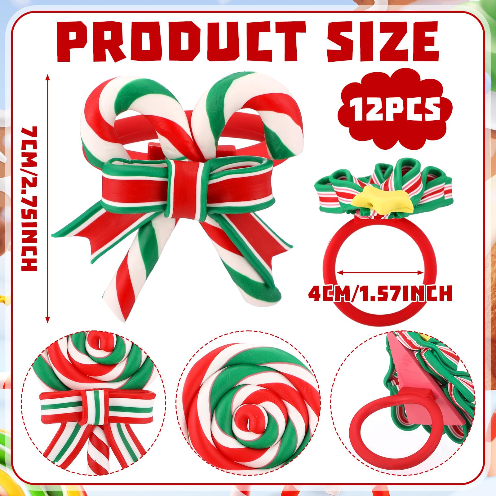 LemonRoad red and white candy cane napkin ring enhances elegant dinners.