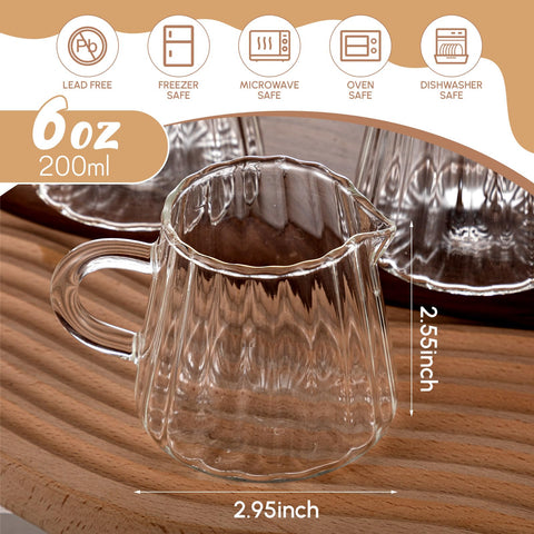 LemonRoad transparent glass creamer pitcher with handle for clean pouring