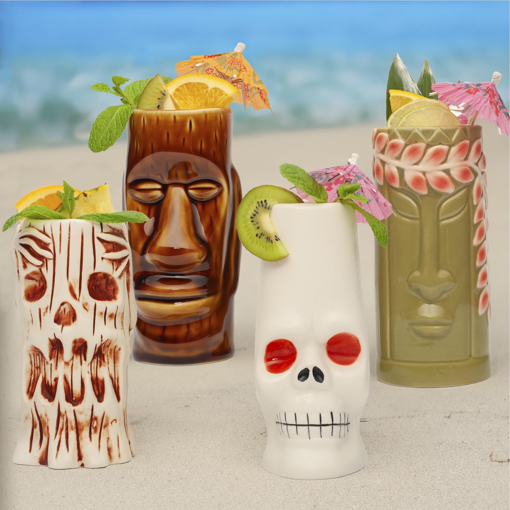 LEMONSODA cocktails served in tiki glasses for luau-inspired entertaining