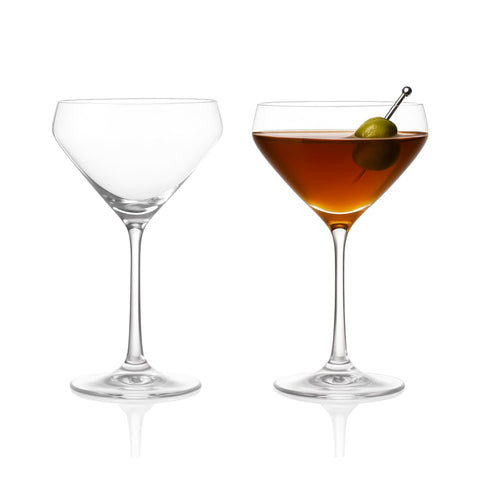 LEMONSODA hand-blown martini glasses, 6 oz, ideal for elegant classic cocktails at home.