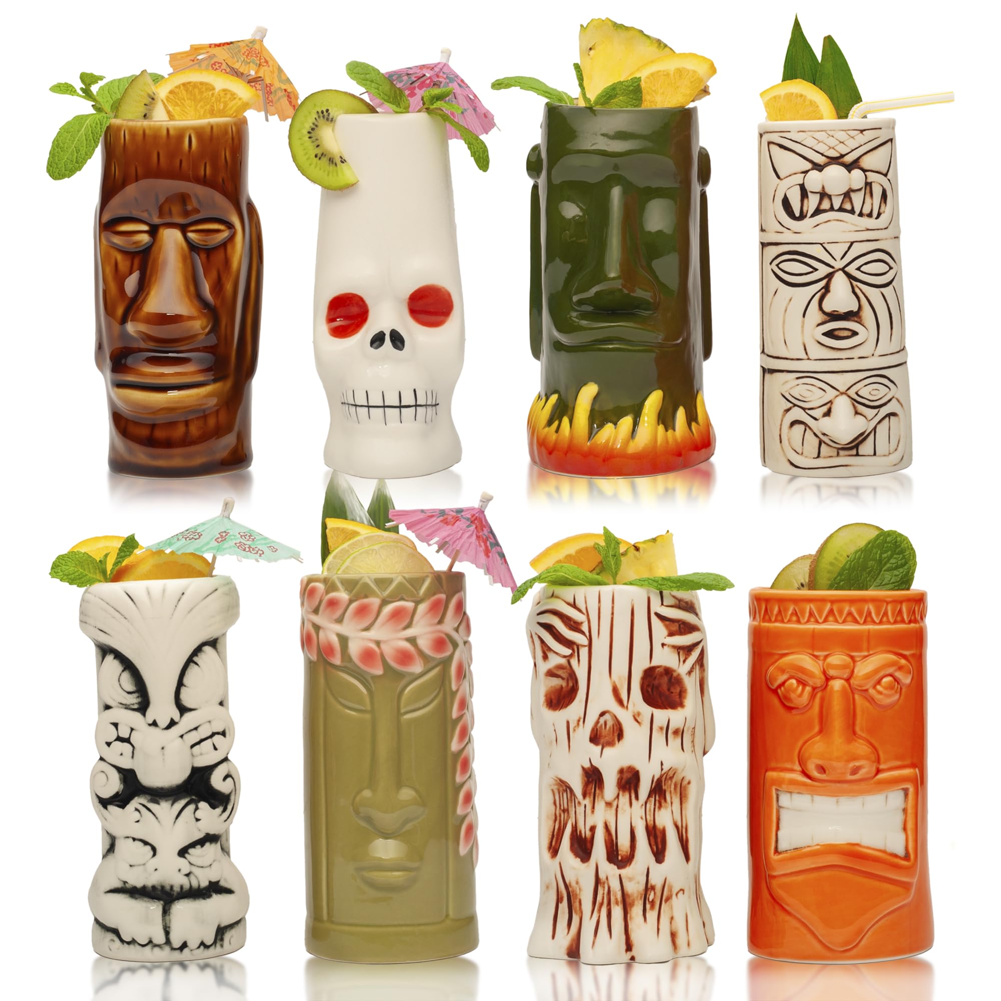 LEMONSODA Hawaiian tiki glasses front view for tropical cocktail parties