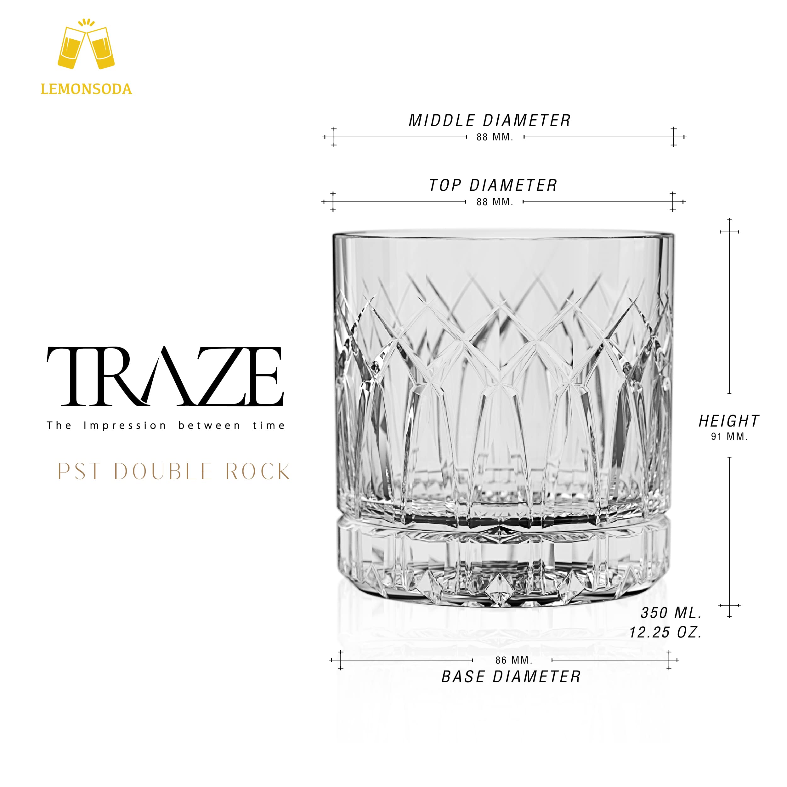 LEMONSODA scotch cocktail bourbon glass 12oz designed for balanced aroma and flavor