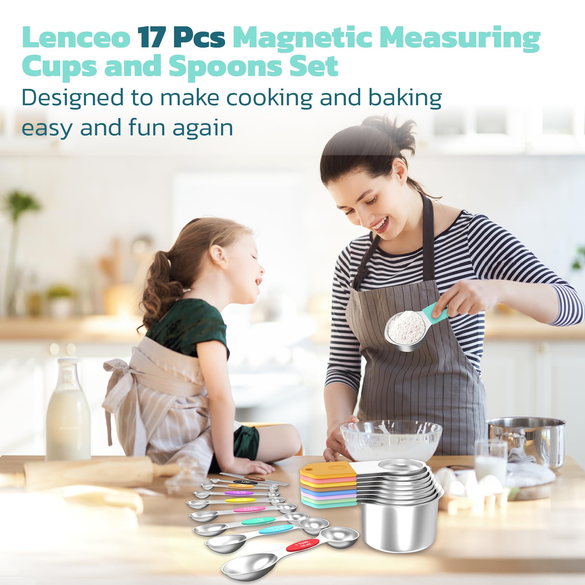 Lenceo stackable design keeps kitchen clutter-free and drawers organized.